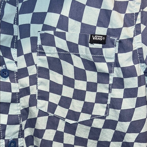 Vans Boys Blue and White Button Down Shirt Lightweight Casual SZ M - Picture 7 of 11